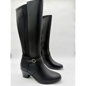 Clarks Emily2 Dream Knee High Black Leather Heeled Riding Boots Women's 8.5 NEW